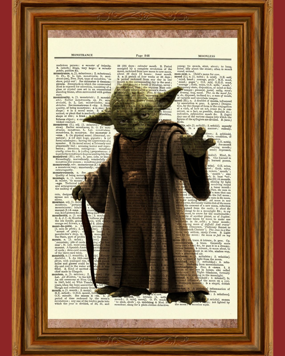 Yoda Star Wars Dictionary Art Print Book Page Picture Poster