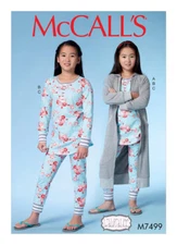 McCalls M7499 Girls' Plus Robe with Hood, Henley Top and Pants Pattern Size 7-14