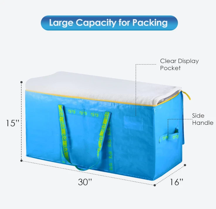 Paquete de 8 bolsas extra grandes para mudanza con asas, resistentes al agua y a Foto 2 de 4