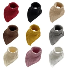 Turtleneck Faux Collar Ribbed Knit Triangular Scarf Wrap Windproof Neck Warmer