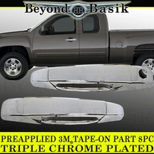 2007-2014 Chevy Silverado 2500/3500 2dr Chrome Door Handle COVERS + Bowl Inserts