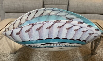【未使用品】MURANO イタリア製　アート　ガラス 大皿　ボウル　39cm Vintage Fornace Ferro Italian Murano Style Art Glass Sea