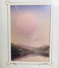 Vintage G. W. Todd III Lithograph Surreal Fantasy Landscape Signed Numbered 13"