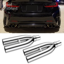 2x 2.5" Inlet 3" Outlet 19" Long Exhaust Dual Blast Pipe Tip For Lexus IS F ES