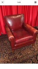 Red burgandy Men's Leather Study Chair;Jamestown Royal Co.;Distressed