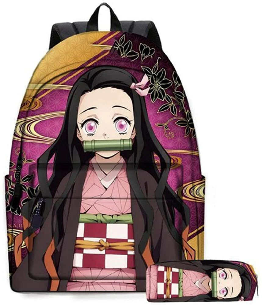 Demon Slayer Kimetsu no Yaiba Backpack Lunch Bag Pen Case Set Nezuko Kamado