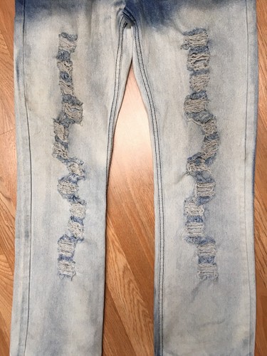 MONARCHY COLLECTION DISTRESSED DENIM JEAN 34 x 33 Light Wash WHISKERING - Picture 12 of 12