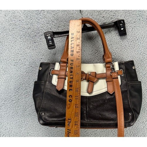 Tignanello Bag Women Black White Brown Hand Carry Shoulder Leather Buckle Ladies - Picture 14 of 16
