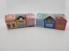 Toy Ankyo Development 3 Count Wood Buildings Fire Station DPCI234-180915 Lot Of2