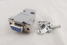 10x DB9 Female 9 Pin 2 Rows D-Sub Connector Grey Plastic Hood Cover Backshell