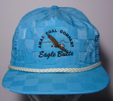 1990s Vintage AMAX COAL COMPANY EAGLE BUTTE Wyoming Checkerboard Hat Made in USA