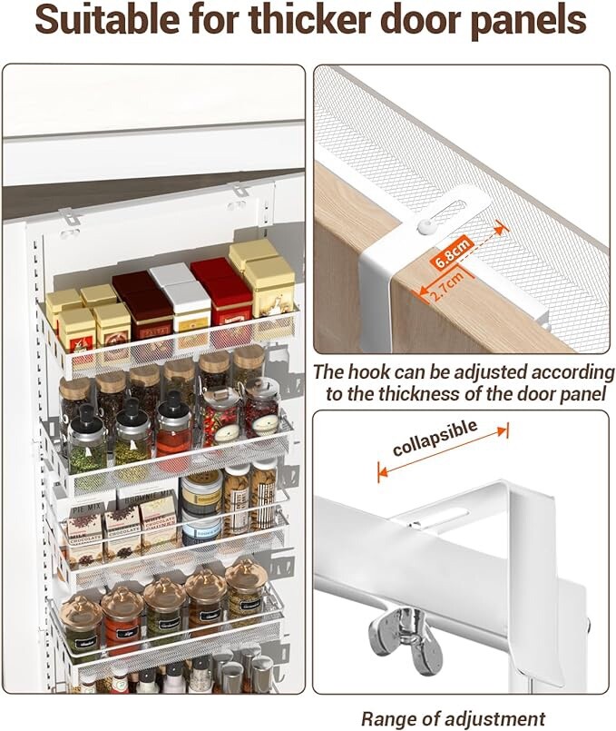 Scaffale Espandibile Per Dispensa – Organizzatore Da Cucina In Metallo, Impilabile, 3 Pezzi, Bianco - 2