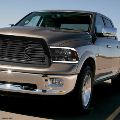 TLAPS For 2010-2018 Ram 2500/3500 Blk LED Strip Headlights Amber+Big Horn Grille