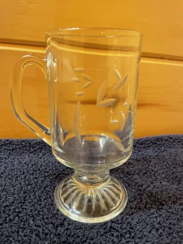 Princess House Heritage Glass Pedestal Irish Coffee Mug  ~ RETIRED