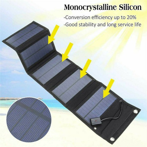 70W Solarpanel Solarmodul Akku Power Bank Handy USB Ladegerät Camping Wandern CE - Bild 4 von 6