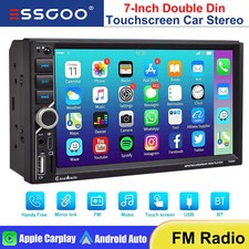 7" Double 2DIN Wireless CarPlay/Android Auto Car Radio Stereo USB TF IPS Screen