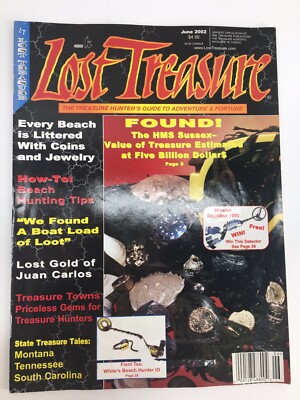 Lost Treasure Magazine June 2002 Metal Detecting HMS Sussex Beach Hunting Tips