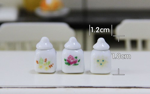 3Pc Dollhouse Miniature 1:12 Scale Ceramic Seasoning Jar Kitchen Food Accessorie - Picture 9 of 12