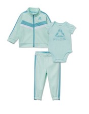 Reebok Baby Jacket, bodysuit, track pants 3 Piece Outfit New W Tags