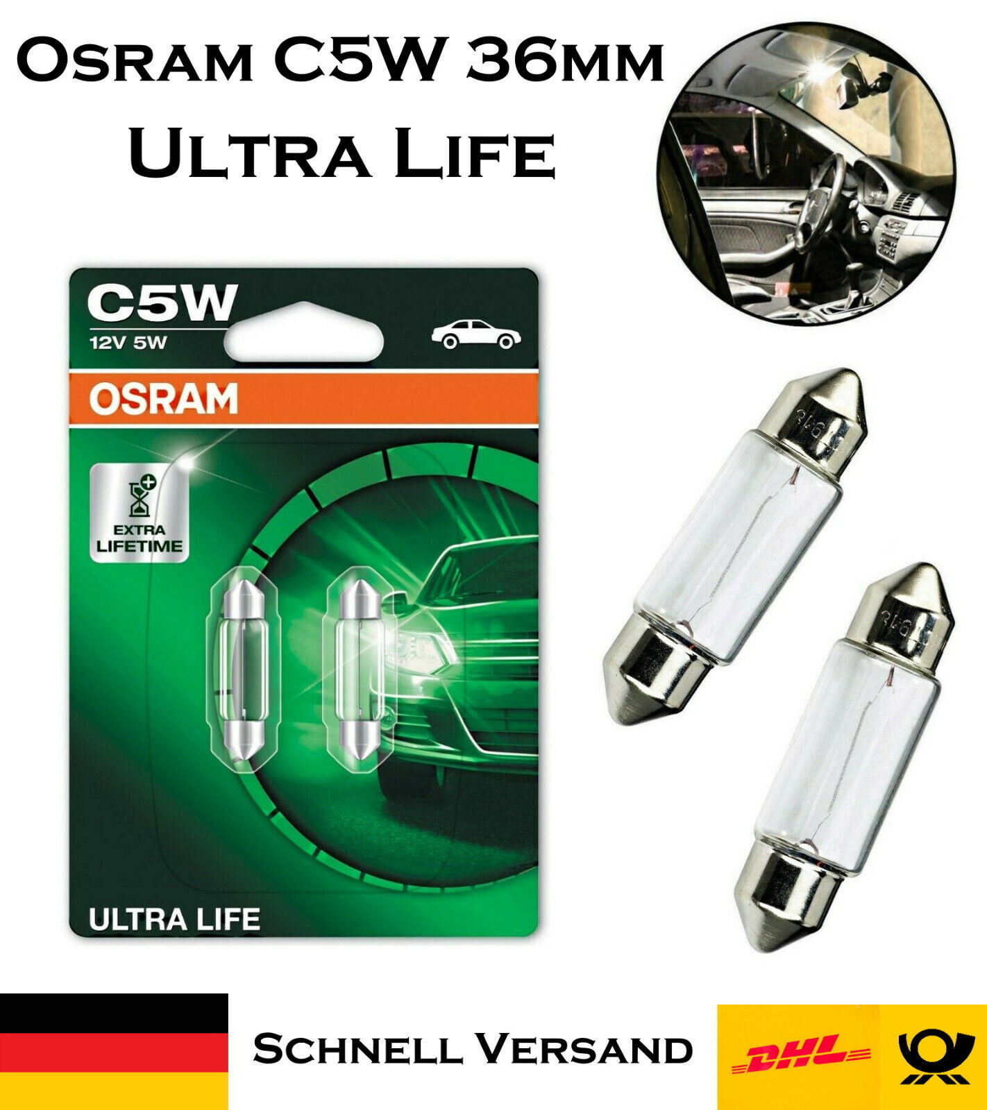 6418ULT-02B OSRAM ULTRA LIFE C5W Kennzeichenbeleuchtung, Birne 12V