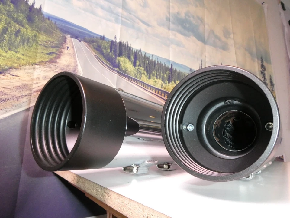 Silenciadores Harley 4" Electra FL Drag Specialties slip-on cromado/preto 1801-1262 X1 - Imagem 4 de 4