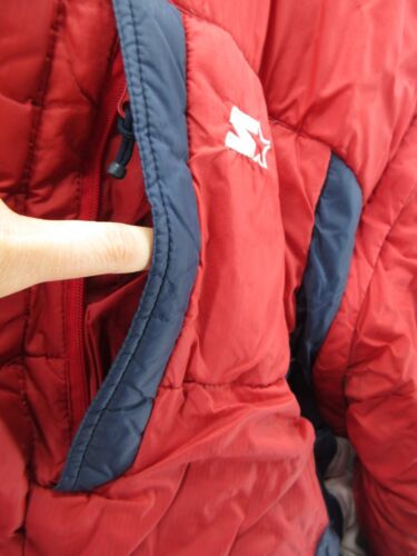VINTAGE Starter Jacket Men XXL Tall Blue Red Reversible Down Feather Puffer * - Picture 6 of 24