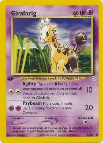 Girafarig 58/111 1st Edition Neo Genesis Pokemon Card - NM