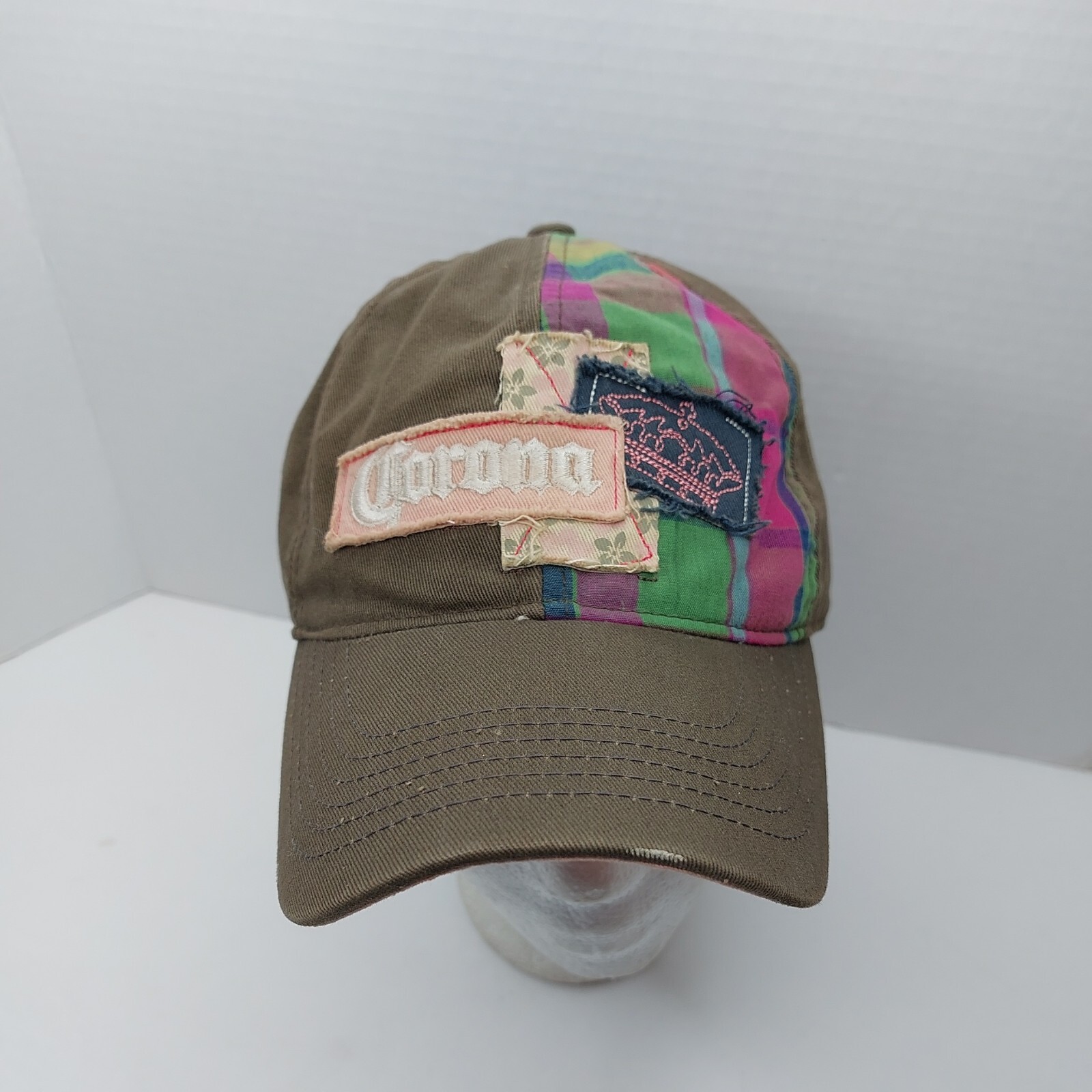 Corona Plaid Patchwork Strap back Hat Cap Mas Fina - image 2