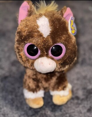 *Retired* Ty Beanie Boo:  DAKOTA  Dark Brown   6 (2013) NEW with purple tags
