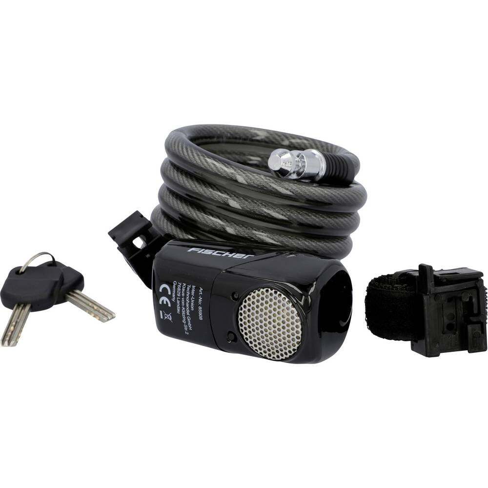 Спиралькабельшлосс FISCHER FAHRRAD Anthrazit mit Сигнализация Шлюссельшлосс