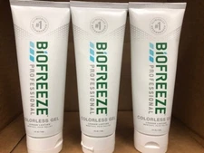 NEW Colorless Biofreeze Professional Gel 4 Oz Tube - Pack of 3 Exp 6/27