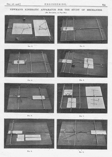 1906 3x Antique Engineering Prints - Newman's Kinematic Apparatus