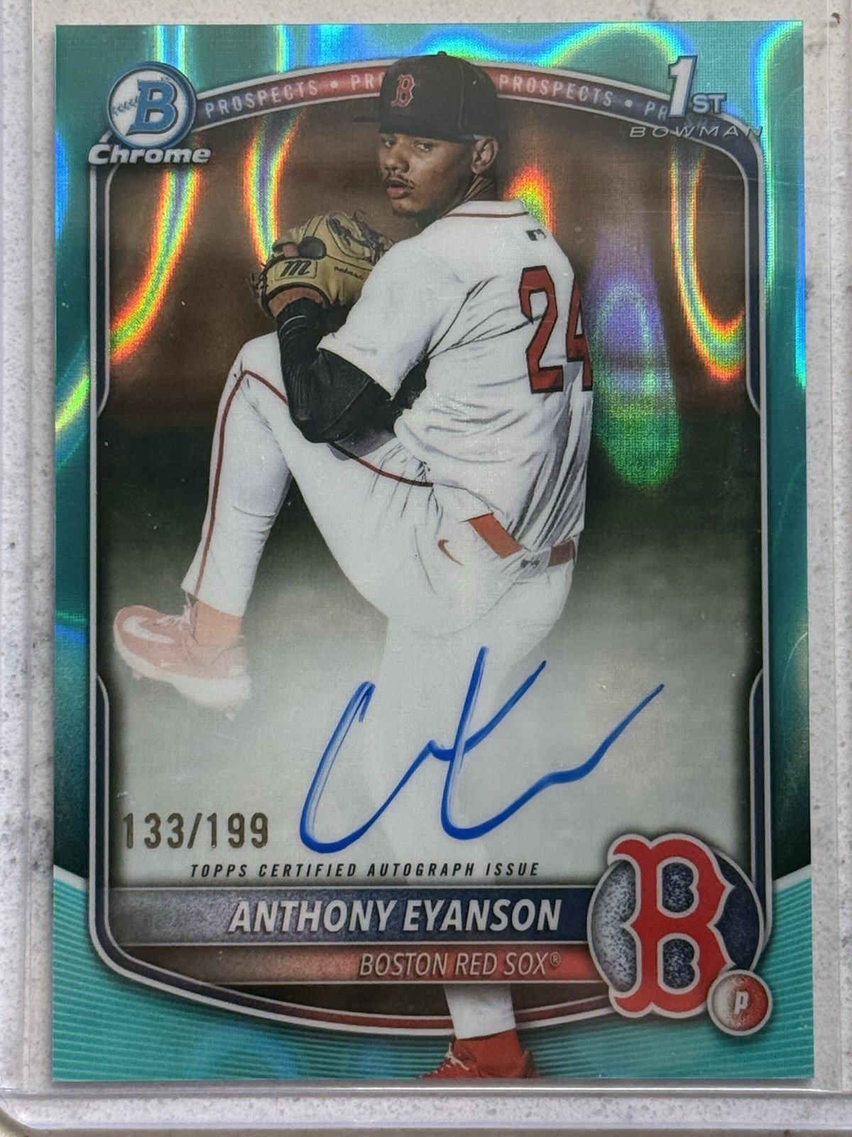 2025 Bowman Draft Anthony Eyanson Chrome Auto Aqua Lava Refractor 1st #/199 Mint