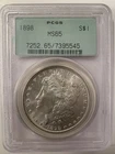 1898-P Morgan Silver Dollar Certified PCGS MS65 Gem with Original Green Holder