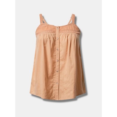 Torrid Peach Bloom Cotton Embroidered Crochet Tank Size 1 (1X - 14/16) NWT New