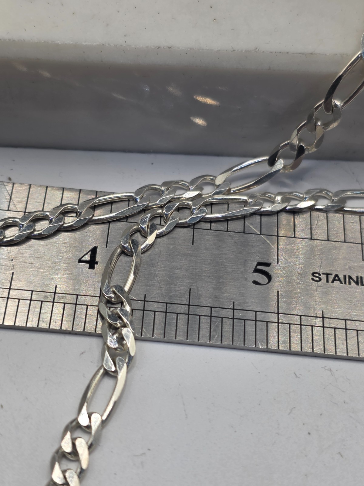 Solid 925 Sterling Silver Figaro Cuban Necklace I… - image 2