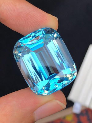 85 Ct GIE Certified Natural Brazilian Sky Blue Topaz Cushion Cut Loose Gemstone