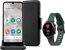 Image of Doro 8100 Pus Watch, Wallet, Cradle - Smartphone for Seniors - Unlocked - Green