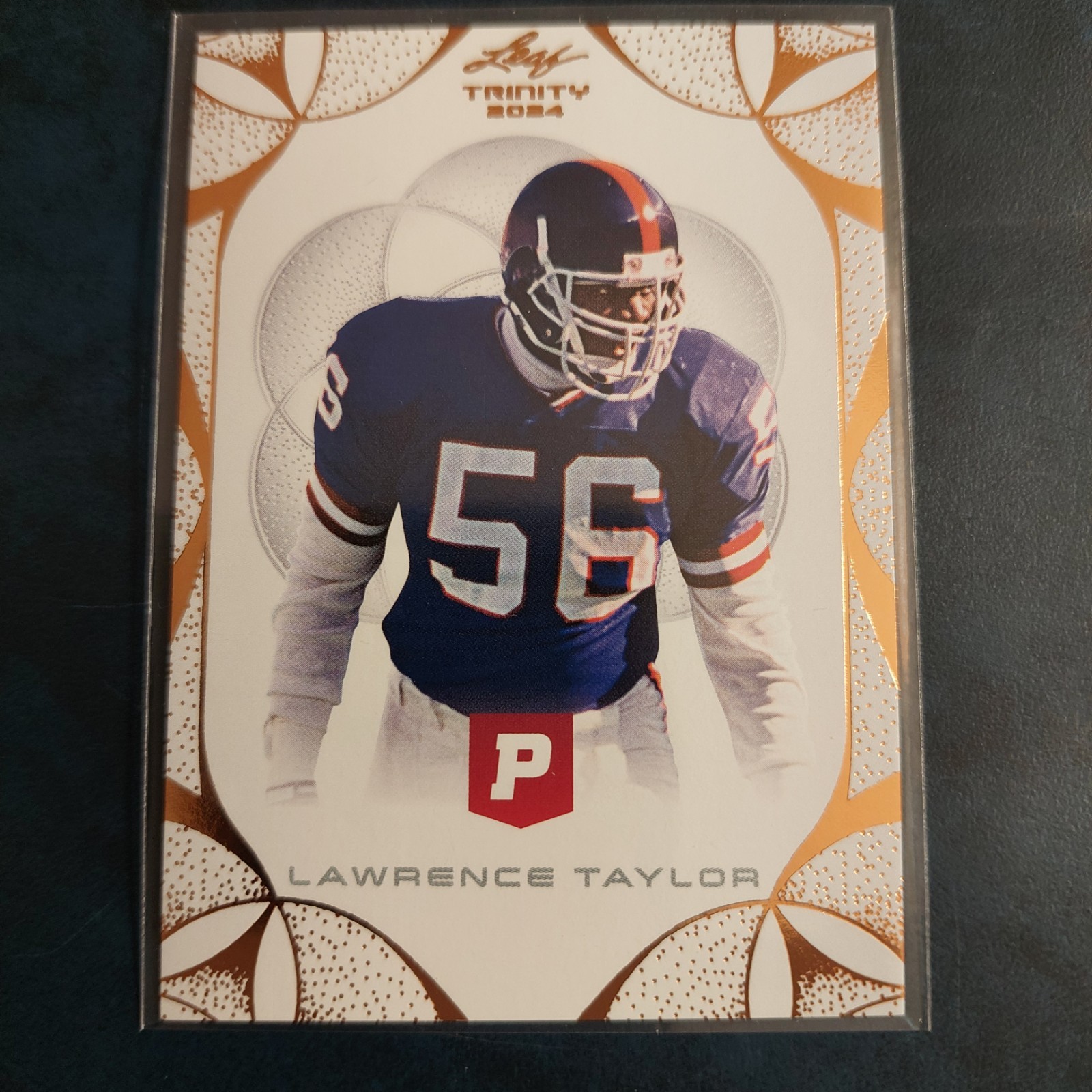 Lawrence Taylor 2024 Leaf Trinity Pristine Auction. Bronze Parallel. Card 68.