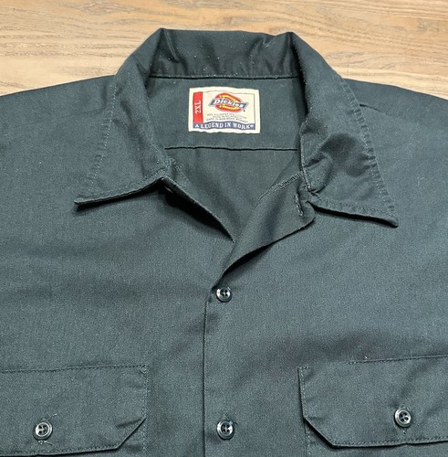 Dickies Green Button Up Shirt Mens XXL Short Sleeve Collared Work Rugged