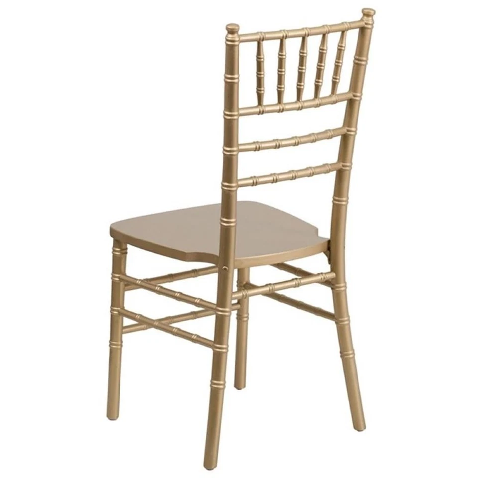 Silla auxiliar de comedor apilable Chiavari de madera Hércules Flash Furniture en dorado Foto 3 de 4