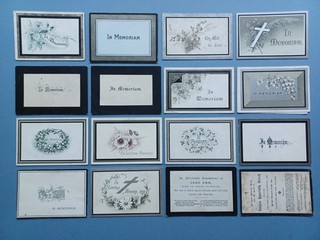 16 X IN MEMORIAM CARDS ALL PRE 1900