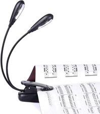 Rechargeable Music Stand Light, Clip on Reading Light, 8 LED Book Lamp, 3-Level