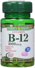 Nature's Bounty Vitamin B-12 1000 mcg Tablets, 100 100 Count Pack of 1 