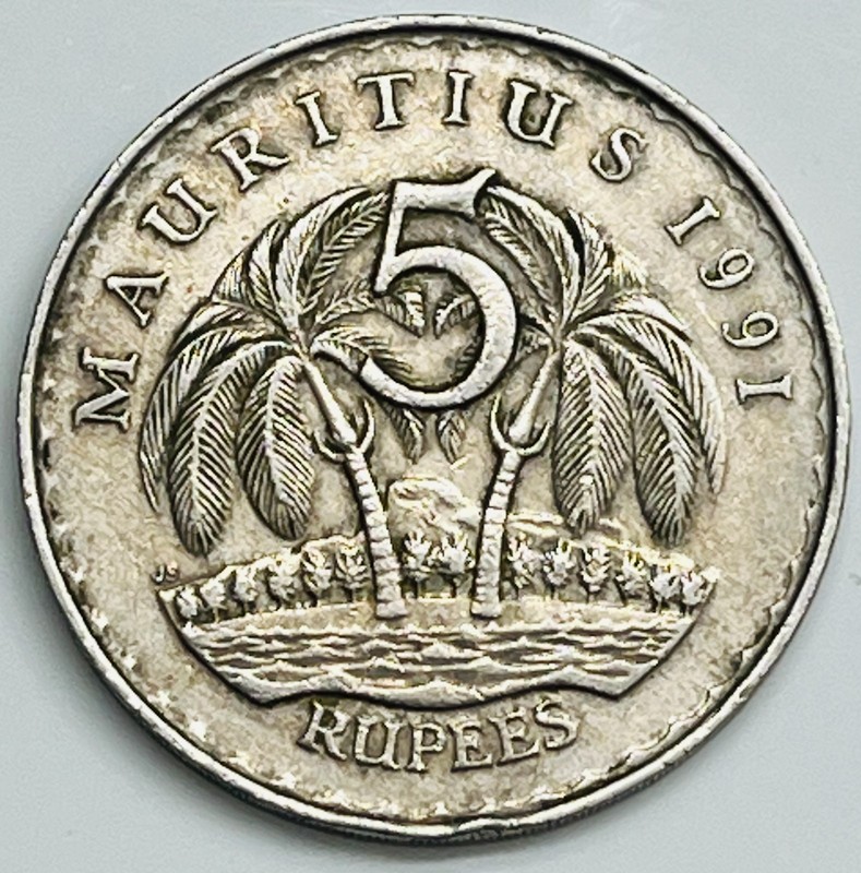 1991 Mauritius 5 Rupees KM# 56 Circulated Condition