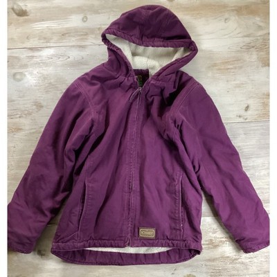 Youth C E Schmidt Workwear Sherpa Lined Hooded Jacket Purple Size L Chore Coat