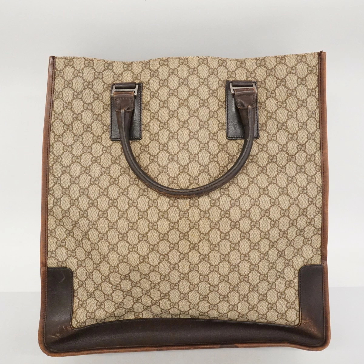 Gucci GG Supreme 2Way Tote Bag PVC Brown Silver Hardware thumbnail 20