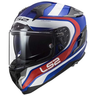 Challenger GT Fusion Full Face Motorcycle Helmet W/ SunShield Gloss Blue/Red S