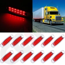 New 12pcs Red Peterbilt-style Ultra-thin Mount 12 Side Marker Light Sealed Screw