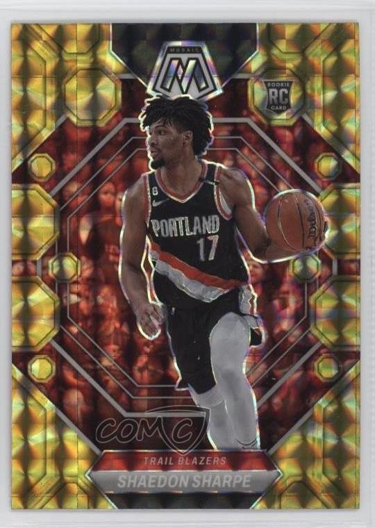2022-23 Panini Mosaic Rookies Reactive Yellow Prizm Shaedon Sharpe #213 16c9